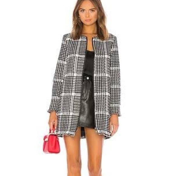 cupcakes & cashmere Jackets & Blazers - Cupcakes and Cashmere Fernando Black and White Plaid Coat